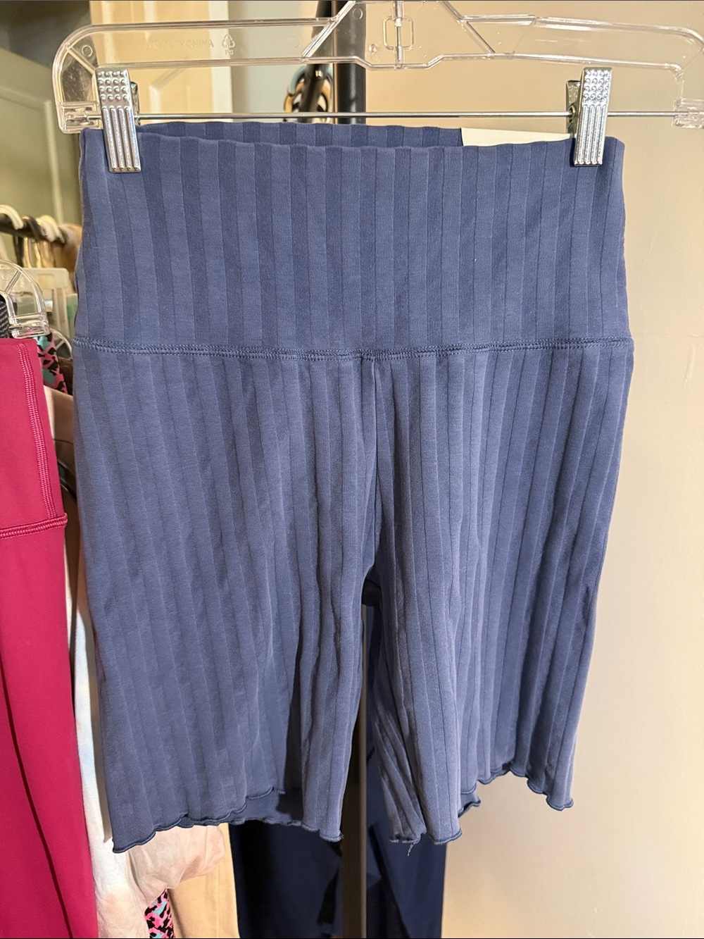 Aerie Ribbed High-Waist Bike Shorts in Slate Blue